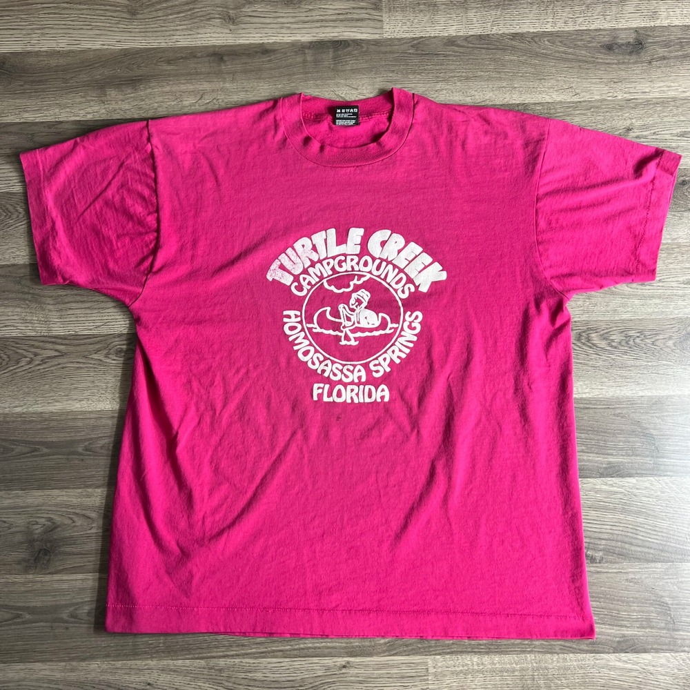 VTG Turtle Creek Campgrounds T‎ Shirt Mens XL Fuchsia Florida Vacation Tee BEST